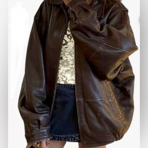 Women’s Handmade Oversized Real Leather Vintage Bomber Jacket